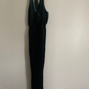 Dark Green Velvet Racer Back Jumpsuit HAS POCKETS